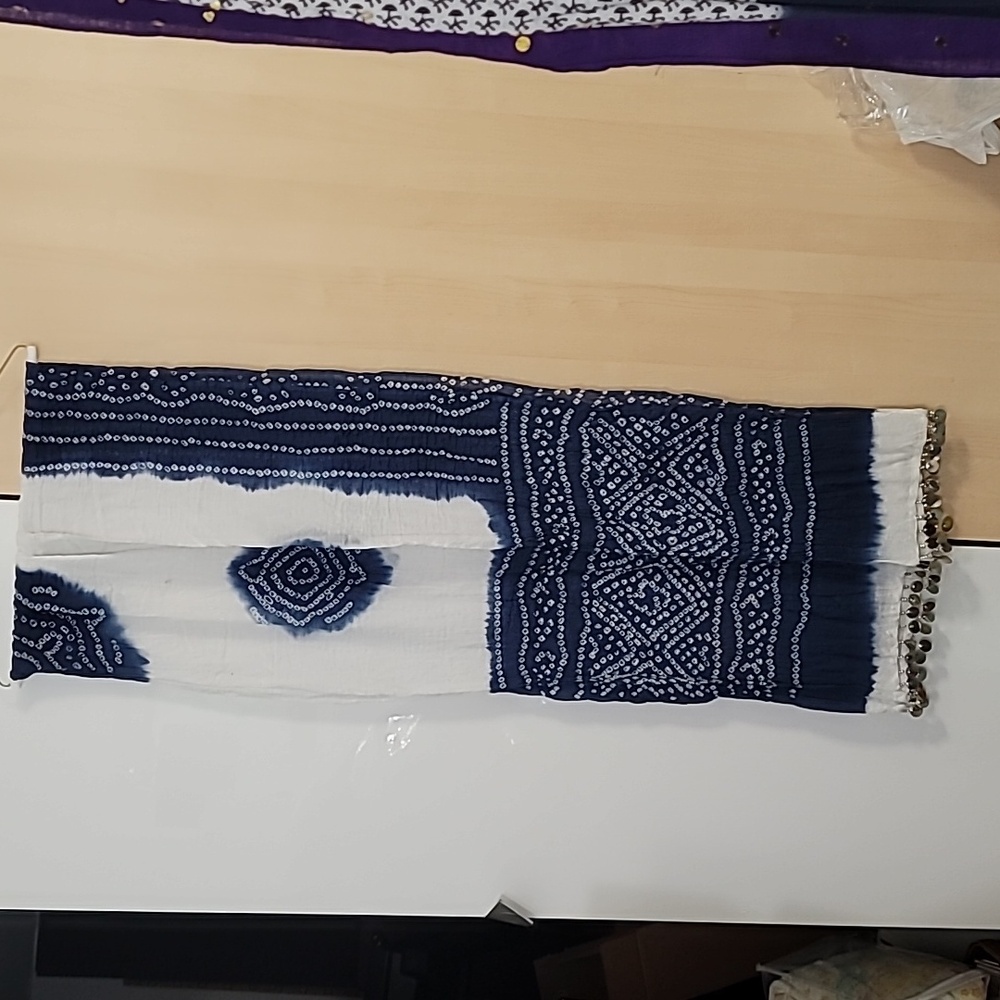 Woman's Scarf Dupatta Hand Stitched 88”x 36” Women's COOP, Sawai Madhapur, India